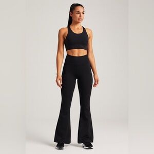 Ona By Yoon Chung The Flare Pants Leggings XS Black High Rise Textured Revolve